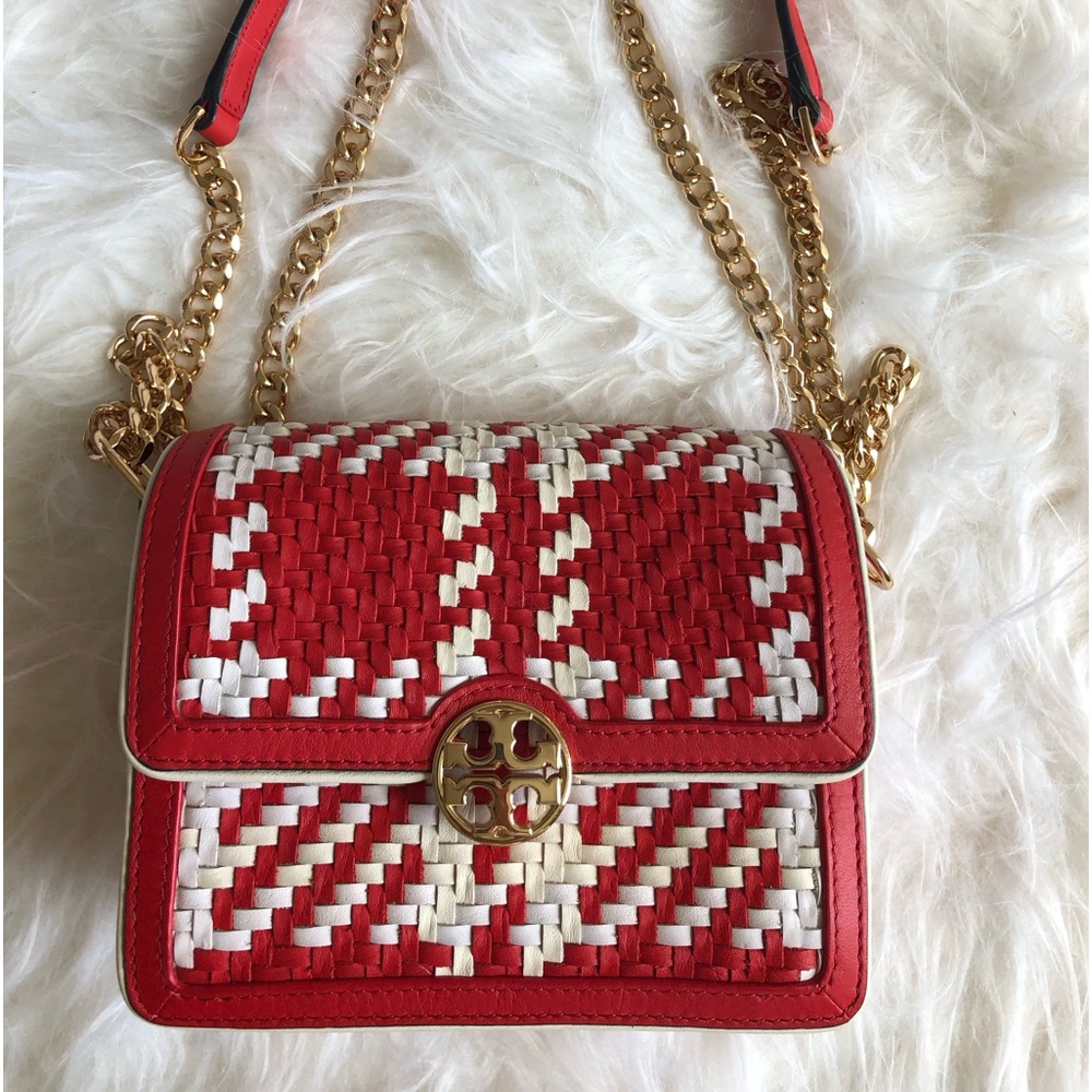 *BRAND NEW* TORY BURCH Fleming Convertible Leather Shoulder Bag |Red/White